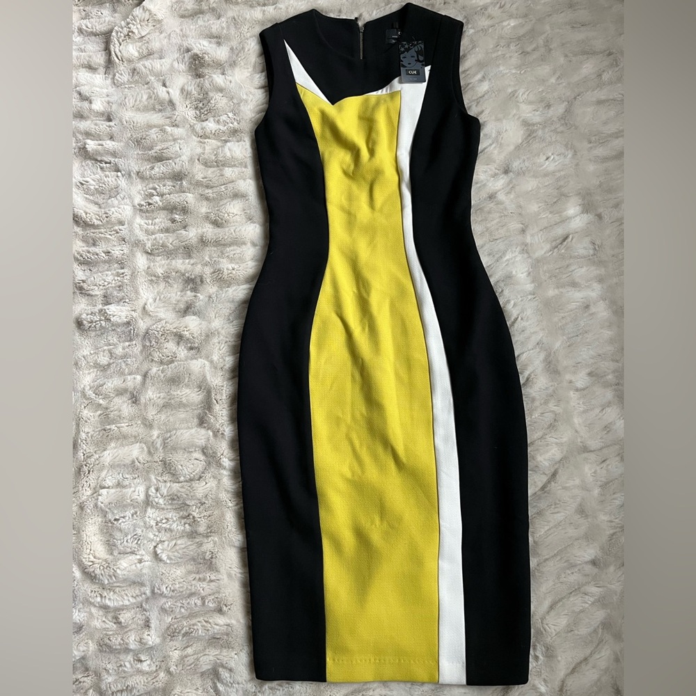 NWT - Cue Australia Black and Yellow Dress - Size 2